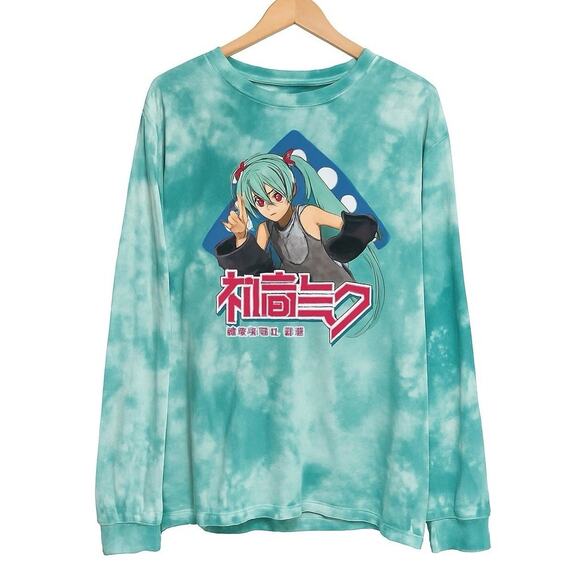 Hatsune Miku Long Sleeve Tie Dye Shirt Vocaloid Anime Graphic Tee Size XL - Picture 1 of 7